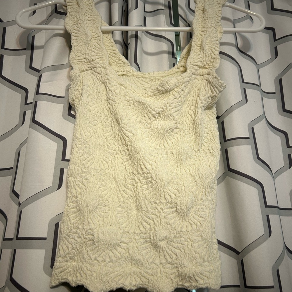 Free People Cream Textured Tank Top